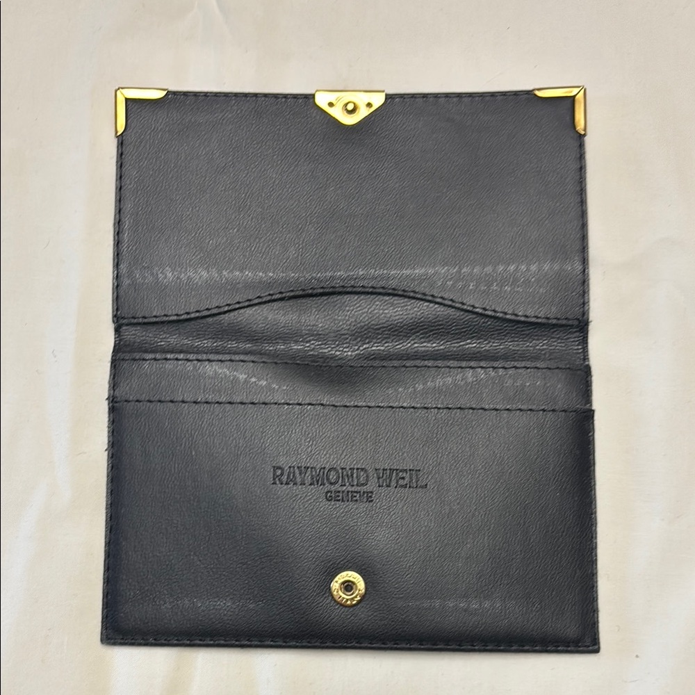 Black Leather Wallet with Gold Accents - Picture 3 of 4